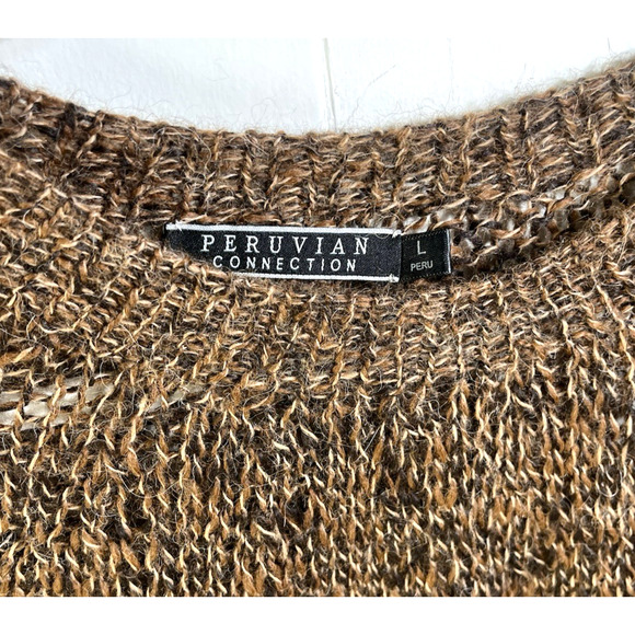 Peruvian Connection Asymmetrical Tunic Sweater 100% Alpaca Brown Size Large - Picture 8 of 10
